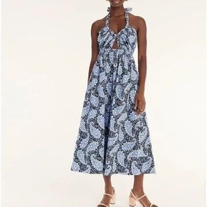 NWT J. Crew Collection Halter Cutout Dress in Ratti Pacific Paisley print
